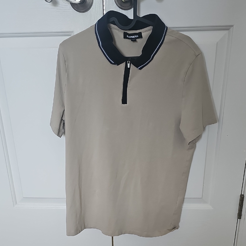 Express Tan Polo with Dark Collar